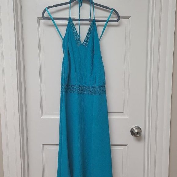 NWOT Banana Republic Halter Dress in Turquoise, Size 0 - Picture 1 of 7